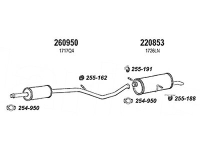 PEUGEOT 307 2.0 SW/Break 2002-2005 純正タイプ補修用マフラー 吊りゴム