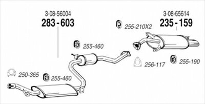 VOLVO V40 2.0T 純正タイプ補修用マフラー ガスケット