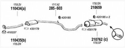 PEUGEOT 206 1.6 16V Hatchback 純正タイプ補修用マフラー リアマフラー