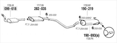 PEUGEOT 306 1.8 16V Hatchback 純正タイプ補修用マフラー クランプ