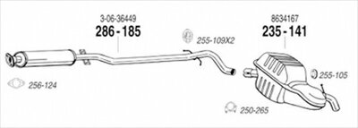 VOLVO V70 (2 ) 2.4 NA 純正タイプ補修用マフラー 吊りゴム