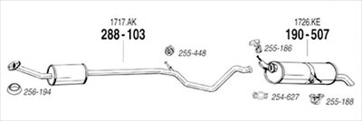 PEUGEOT 307 1.6 Hatchback 01-05/05 純正タイプ補修用マフラー 吊りゴム