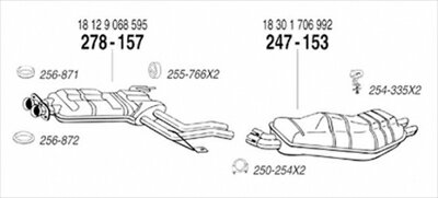BMW E34 535i Sedan 純正タイプ補修用マフラー 吊りゴム+金具