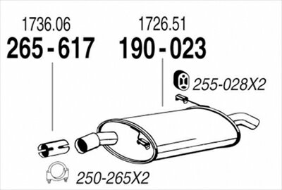 PEUGEOT 605 3.0 12V 純正タイプ補修用マフラー リアマフラー
