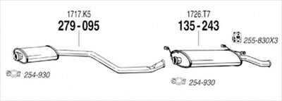 CITROEN Xsara N7 2.0 Sedan 純正タイプ補修用マフラー センターマフラー