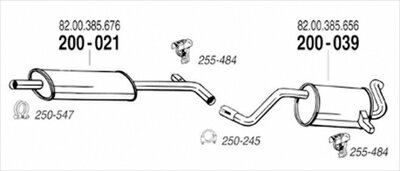 RENAULT Lutecia III 1.6 純正タイプ補修用マフラー センターマフラー
