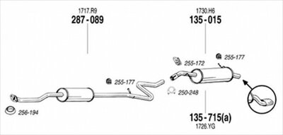 CITROEN C3 1.4 純正タイプ補修用マフラー リアマフラー