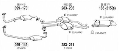 OPEL OMEGA B 3.0 Sedan 純正タイプ補修用マフラー センターマフラー