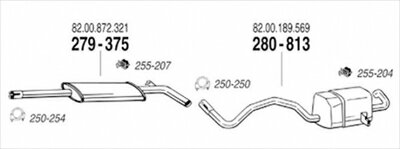 RENAULT MEGANE II 1.6 16V Hatchback/Sedan/Wagon 08/05-09 純正タイプ補修用マフラー クランプ