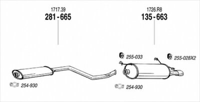 CITROEN ZX N2RF/N2DK ハッチバック 純正タイプ補修用マフラー 吊りゴム