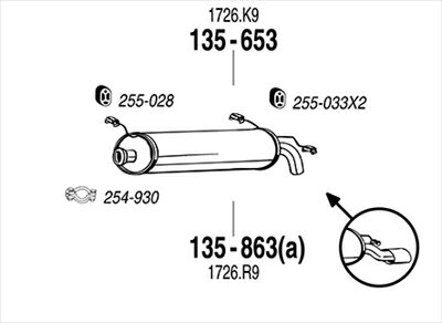CITROEN ZX N2BD 純正タイプ補修用マフラー 吊りゴム