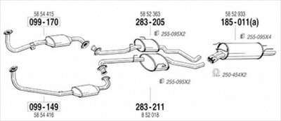 OPEL OMEGA B 2.5 Sedan 純正タイプ補修用マフラー センターマフラー