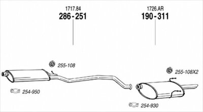 PEUGEOT 406 2.0 Break 96-99 純正タイプ補修用マフラー 吊りゴム