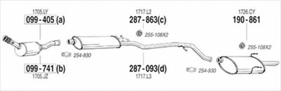 PEUGEOT 406 2.0 Break 99-03/03 純正タイプ補修用マフラー リアマフラー