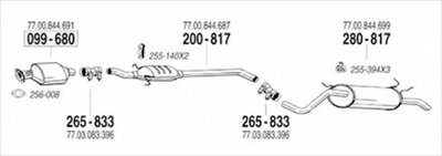 RENAULT MEGANE 1 2.0 V8 Hatchback/Scenic 純正タイプ補修用マフラー スリーブ