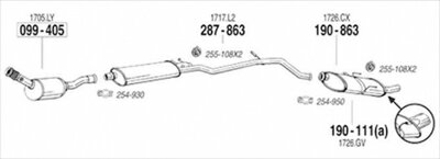 PEUGEOT 406 2.0 Sedan 99-00/04 純正タイプ補修用マフラー クランプ