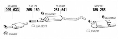 OPEL VITA B1.4/1.6 94-97 純正タイプ補修用マフラー 吊りゴム