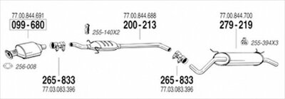 RENAULT MEGANE 1 2.0 V8 Coupe/Cabriolet 純正タイプ補修用マフラー 吊りゴム