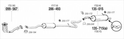 CITROEN C2 1.4 VTR 純正タイプ補修用マフラー 吊りゴム