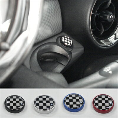 BMW MINI R58/R59 CLOS エンジンスタートエンブレム チェッカー/シルバーベース
