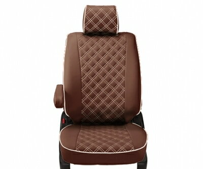 MK53S スペーシア ギア HYBRID XZ シートカバー キルティングタイプ ブラウン×アイボリーステッチ
