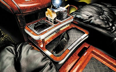 NBOX カスタム JF1/2 2013/11以前車専用 DAD フロントセンターテーブル スクエアタイプ トレイデザイン モノグラムパターン カラー：赤木目