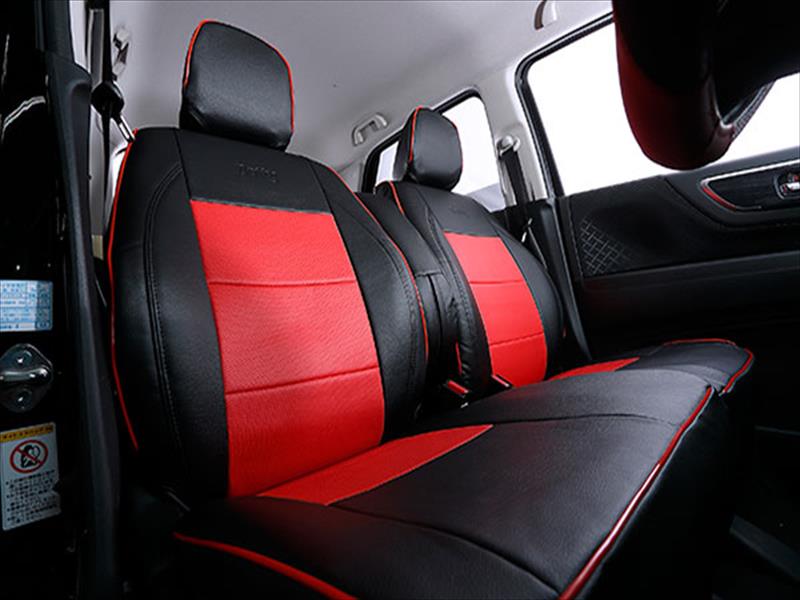 ミラ ココア L675S/L685S (H21.08?H23.05) シートカバー GT-PRO Type-2 カラー：ブラック/レッド レッドパイピング