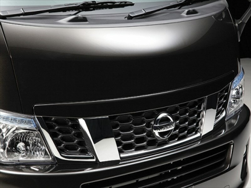 NV350キャラバン ワイドボディー用 グリルノーズカバー 塗装済 スーパーブラック 取付込