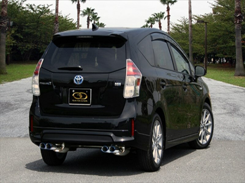 プリウスアルファ ZVW40/41W モデリスタリヤスカート車専用 P.B.S搭載マフラー 左右4本出し チタンブルーテール
