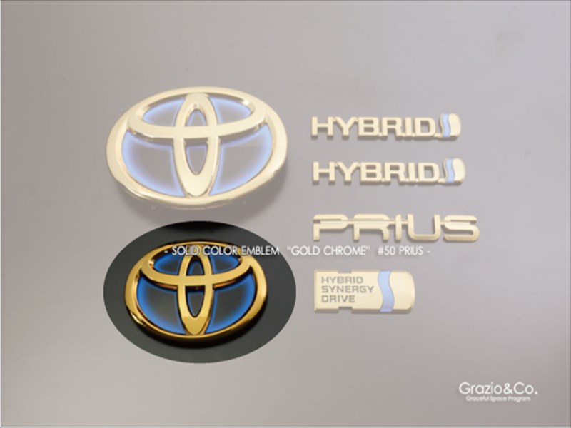 プリウス ZVW50 後期 ソリッドカラーエンブレム リヤTマーク ゴールドクローム