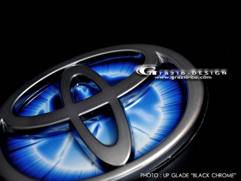 カローラルミオン 150系 ヒートブルーエンブレム EARTH W120 リア用Tマーク ブラッククローム