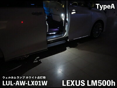 レクサスLM500h(6人乗り）LEDIST(レディスト) LEDウェルカムランプタイプA パネルカラー：ブラック、LEDカラー：ホワイト