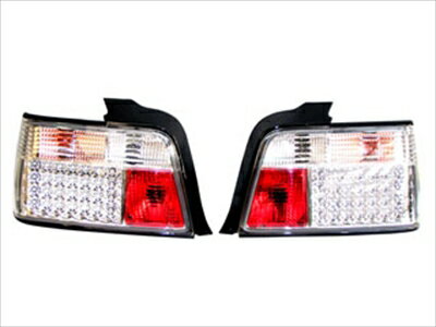 BMW E36 4ドア (91-98) ソナー LEDテールランプ クロームインナークリスタルレンズ