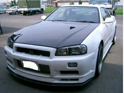 R34 スカイライン　ダクト付きFRPボンネット未塗装　白ゲル 楽天市場】R34 スカイライン FRPボンネット Type2 全年式