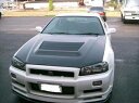 R34 GT-R ボンネット T2 平織りカーボン クリア塗装済み