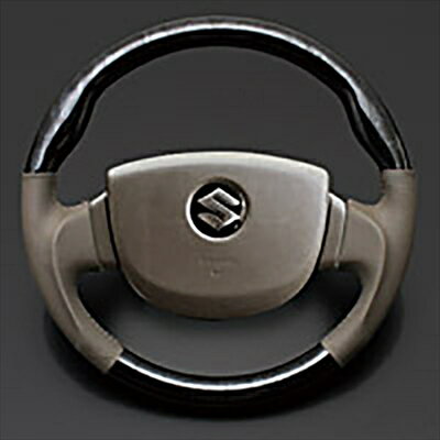 エブリイワゴン DA64W ウッド＆レザーステアリング ガングリップ 黒木目