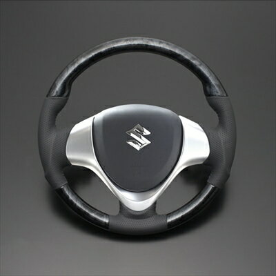 ハスラー MR31S ウッド＆レザーステアリング 純正エアバック交換タイプ カラー：黒木目