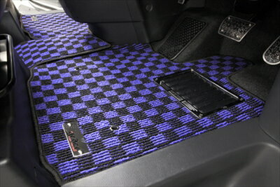 シルビア S13 フロアマット チェック マットカラー：ブルー/ヒールパッドフレーム無
