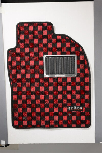 タント/タントカスタム L375/385 特別仕様車用 フロアマット チェック ヒールパッドフレーム無/マットカラー：レッド