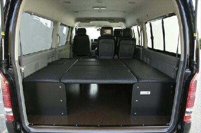 ハイエース 200系 1-3型 (〜H24/6登録) ワイドボディ GL 10人乗り 7枚式ベッドキット 波道-11＆床板パネル（スーパーダーク）セット マットカラー：ワイン