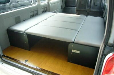 ハイエース 200系 ワイドボディ グランドキャビン (初年度登録：H24年6月以前) 6枚式ベッドキット 波道-12＆床板パネル（ブラウン）セット マットカラー：モスグリーン