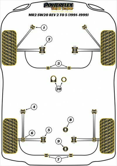 MR2 SW20 1991〜1999 リア ストラットアームブッシュ フロント(4)