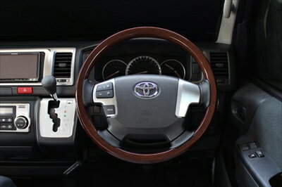 ハイエース 200系 4型 ワイドボディ (13/12-) ステアリング オールウッド ダークブラウンウッド