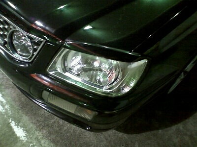 ステージア WGNC34 後期型 アイライン Type2 ブラックカーボン 平織り クリア塗装済 取付込