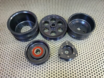 RX-7 FD3S プーリー5点セット ガンメタ ｢特注色 納期：約2か月前後｣