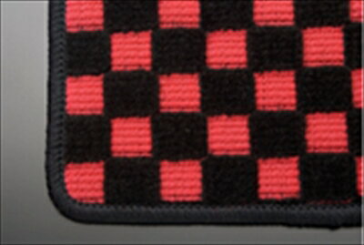 DA62V エブリイバン フロアマット 運転席側 ヒールパッド:有 チェッカーレッド オーバーロックカラー：ブラック
