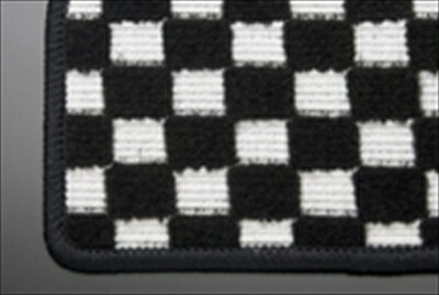 L600 ムーヴ フロアマット 運転席側 ヒールパッド:無 チェッカーホワイト オーバーロックカラー：ブラック