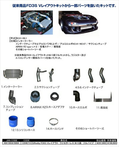 RX-7 FD3S グレッディ Vレイアウト ラジエターレス フルパイプ 後期