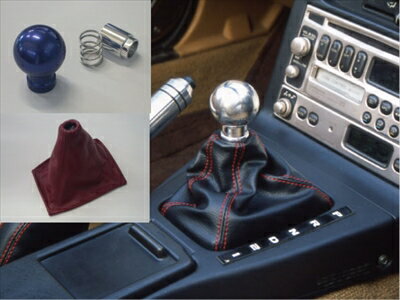 ロードスター NA8C AT用 シフトノブ ブルー 本革ブーツ付 ブーツカラー：レッド