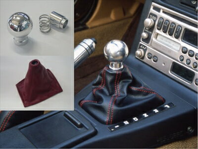 ロードスター NA8C AT用 シフトノブ ポリッシュ 本革ブーツ付 ブーツカラー：レッド